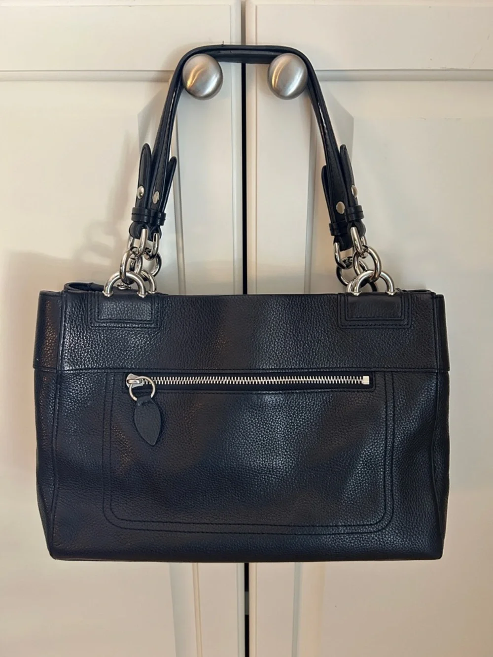 Coach Black Pebbled Leather Turnlock Shoulder Bag - Picture 2 of 6